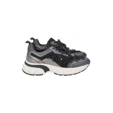 Pantofi sport cu aplicatii cu model floral
