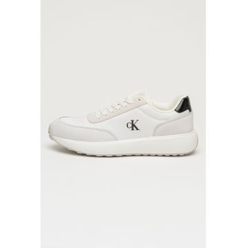 Pantofi sport din piele cu garnituri din material textil