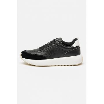 Pantofi sport din piele si piele ecologica cu detaliu monograma