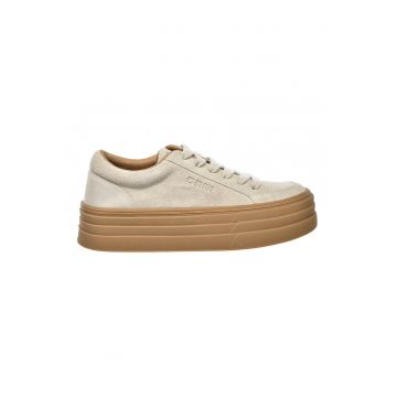 Pantofi sport flatform de piele intoarsa