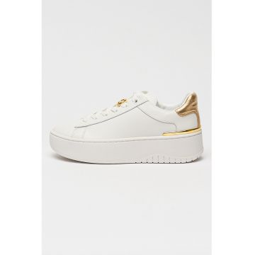 Pantofi sport flatform din piele cu accente metalizate Dottie