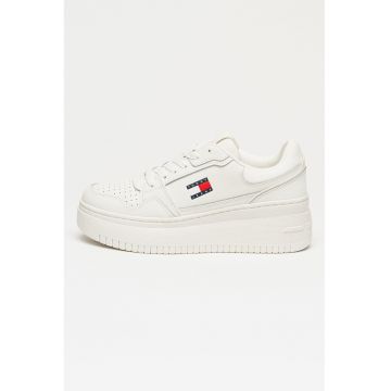 Pantofi sport low-cut din piele cu talpa wedge