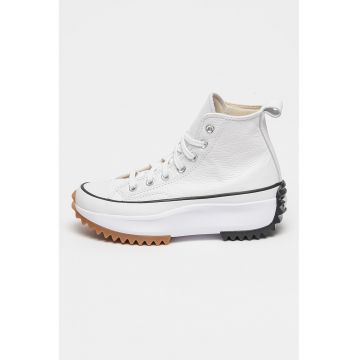 Tenisi flatform de piele cu logo