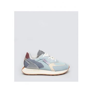 Pantofi sport cu insertii din piele intoarsa si textil