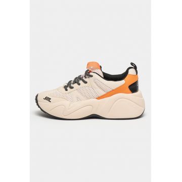 Pantofi sport cu talpa wedge si insertii din piele intoarsa Bounce