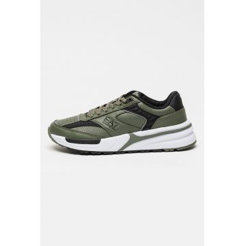 Pantofi sport din piele ecologica cu detalii logo