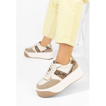 Sneakers cu platformă Selyana bej