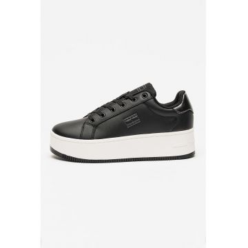 Pantofi sport flatform cu segmente de piele