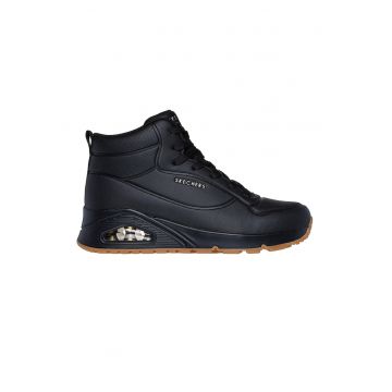 Pantofi sport inalti de piele ecologica - Negru