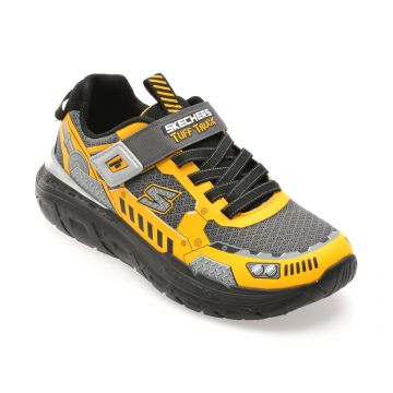 Pantofi sport SKECHERS galbeni, SKECH TRACKS, din material textil