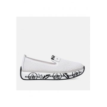 Pantofi sport slip-on din piele cu perforatii decorative