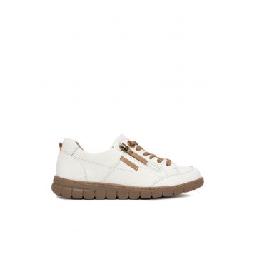 Tenisi dama -  piele naturala - alb/maro