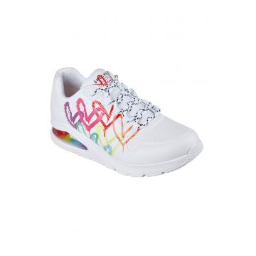 Pantofi sport din piele ecologica Uno 2 Floating Lov - Alb