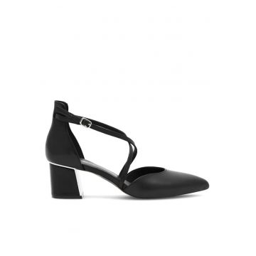 Pantofi sport  din piele naturala - model pentru dama - culoare negru - Negru