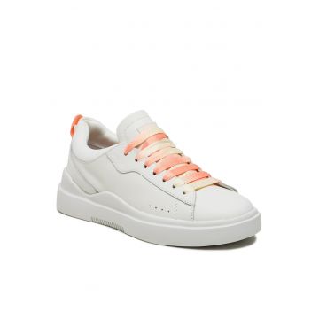 Tenisi dama -  piele naturala - alb/portocaliu -