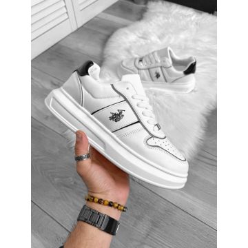 Adidasi barbati casual  albi cu negru L86