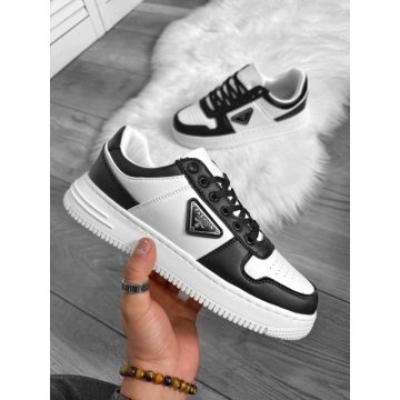 Adidasi barbati casual  albi cu negru L89