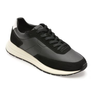 Pantofi sport BOSS negri, 7837, din piele naturala