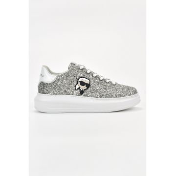 Pantofi sport cu garnituri de piele - Argintiu