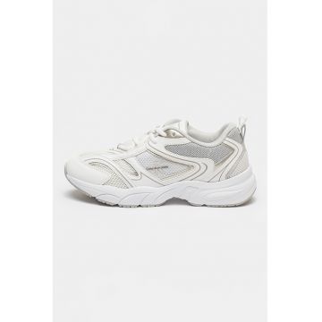 Pantofi sport demiwedge cu garnituri din material sintetic - Alb/Argintiu