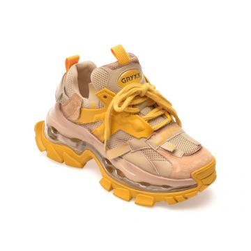 Pantofi sport GRYXX galbeni, 666128, din material textil si piele naturala