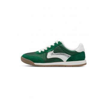 Pantofi sport low cut cu garnituri din piele intoarsa - Verde/Caramel/Alb murdar