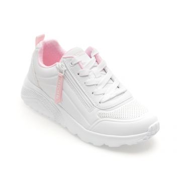 Pantofi sport SKECHERS albi, UNO LITE, din piele ecologica
