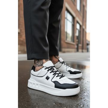 Adidasi barbati casual  albi cu negru  VLT L75