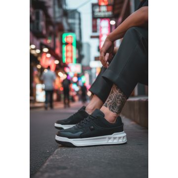 Adidasi barbati casual  negri cu alb  VLT L75