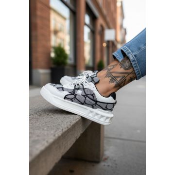 Adidasi dama casual  albi cu gri  VLT L77