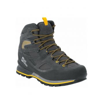Bocanci trekking barbati  Force Crest Texapore Mid FW 2024 - Negru/Galben