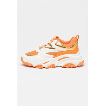 Pantofi sport cu aspect masiv Progressive - Alb/Portocaliu
