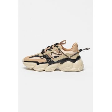 Pantofi sport cu aspect masiv si insertii de plasa Spectator - Negru/Maro nisip/Maro camel