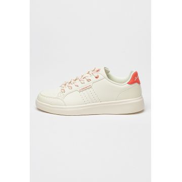 Pantofi sport de piele ecologica cu perforatii Helena - Roz zmeuriu/Alb murdar