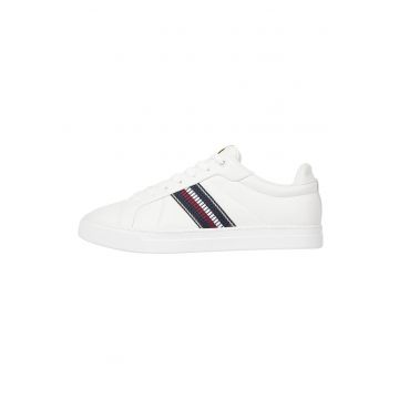 Pantofi sport de piele Signature Tape - Alb murdar/Bleumarin