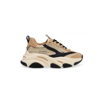 Pantofi sport din piele intoarsa cu aspect masiv si insertii din plasa Possession - Negru/Bej