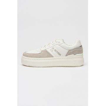 Pantofi sport low-cut cu segemente de piele intoarsa Eve - Alb/Grej