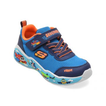 Pantofi sport SKECHERS albastri, PLAY SCENE, din material textil