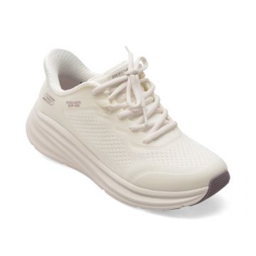 Pantofi sport SKECHERS albi, BOBS SKILLZ, din material textil