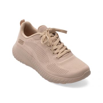 Pantofi sport SKECHERS nude, BOBS SQUAD CHAOS, din material textil