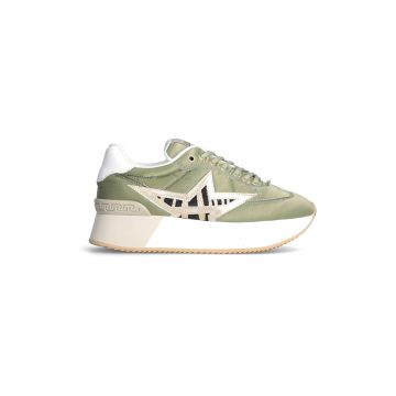 Pantofi sport wedge cu logo - Verde feriga