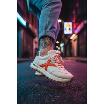 Adidasi dama albi cu portocaliu  casual 70456