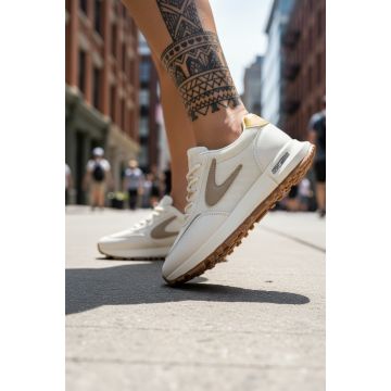 Adidasi dama casual  albi cu maro 266