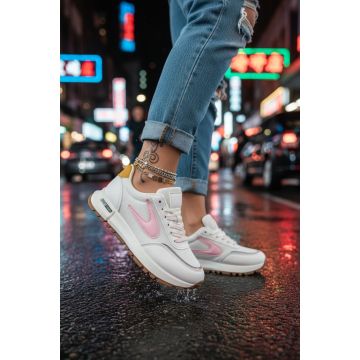 Adidasi dama casual  albi cu roz 266