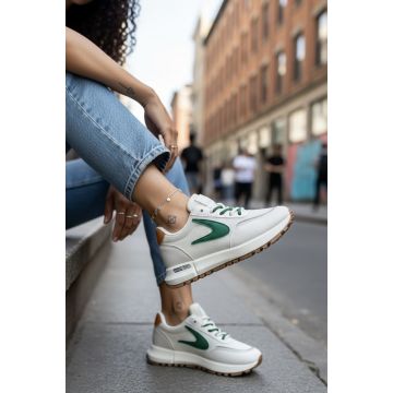 Adidasi dama casual  albi cu verde 266
