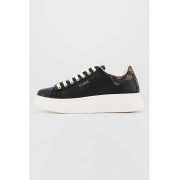 Pantofi sport din piele cu varf rotunjit - Negru