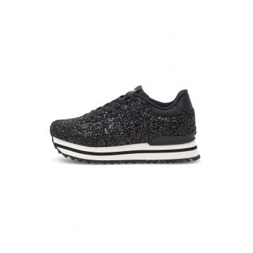 Pantofi sport flatform cu siret - Negru