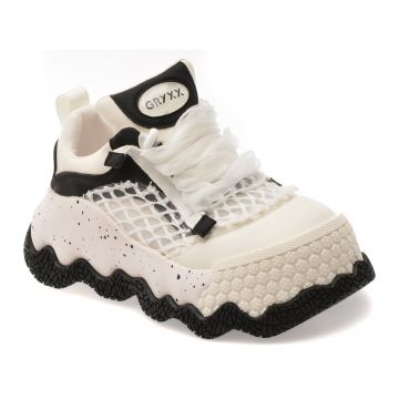 Pantofi sport GRYXX alb-negru, 860, din material textil si piele naturala