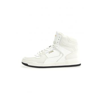 Pantofi sport high-cut cu insertii din piele - Alb