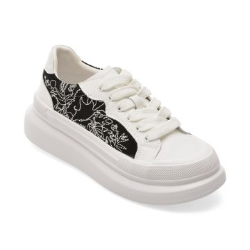 Pantofi sport PASS COLLECTION alb-negru, SL60008, din material textil